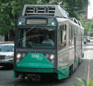 Alstom - An MBTA Green Line light-rail vehicle.