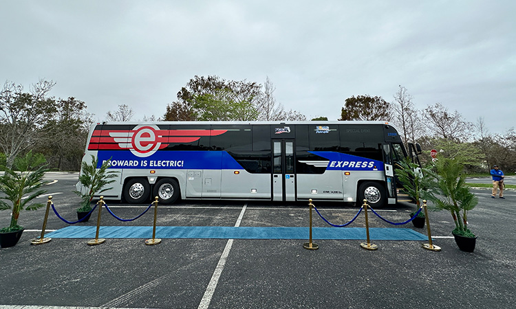 Broward County Transit launches historic electric express coach bus