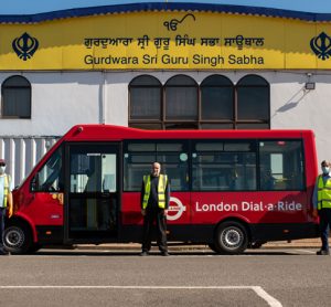 Dial-a-Ride staff with vehicle in Southall, one of the communities aided by the change in service to Dial-a-Ride