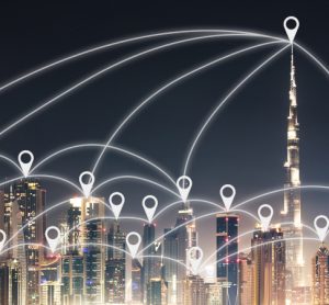 Digital Dubai skyline illustrating artificial intelligence