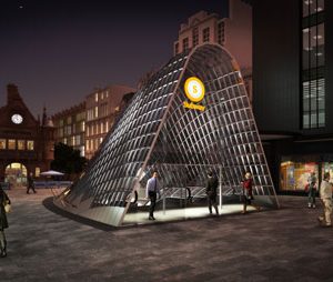 Striking new entrance canopies on track for St Enoch Subway Station