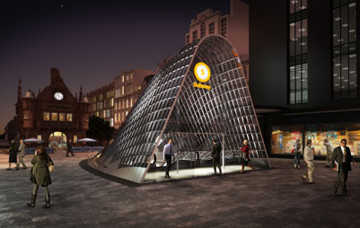Striking new entrance canopies on track for St Enoch Subway Station