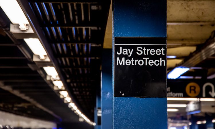 Jay Street MetroTech on the New York subway, which has been converted into a living accessibility lab