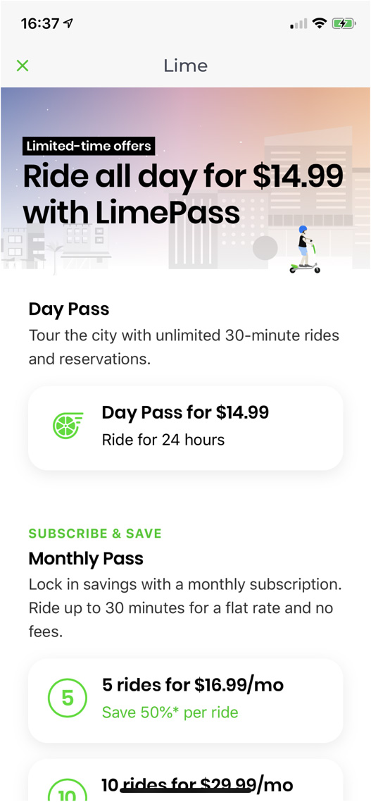 Lime expands LimePass subscriptions to include daily and monthly passes