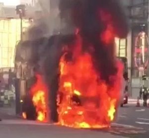 Investigation begins after London double-decker hybrid bus bursts into flames