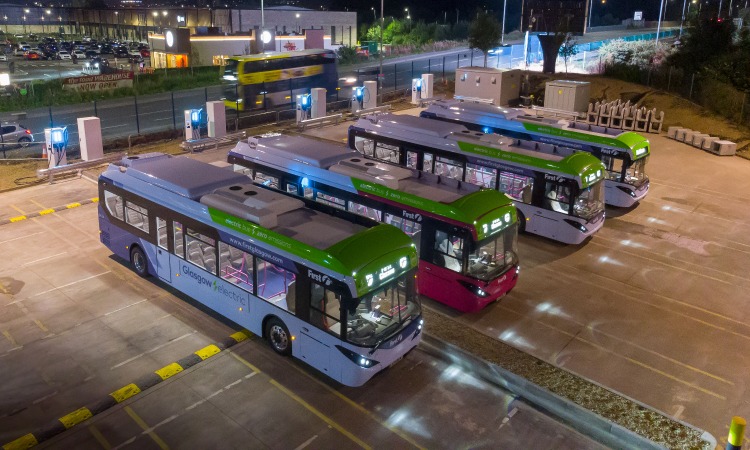 First Bus celebrates completion of UK's largest EV charging hub in Glasgow