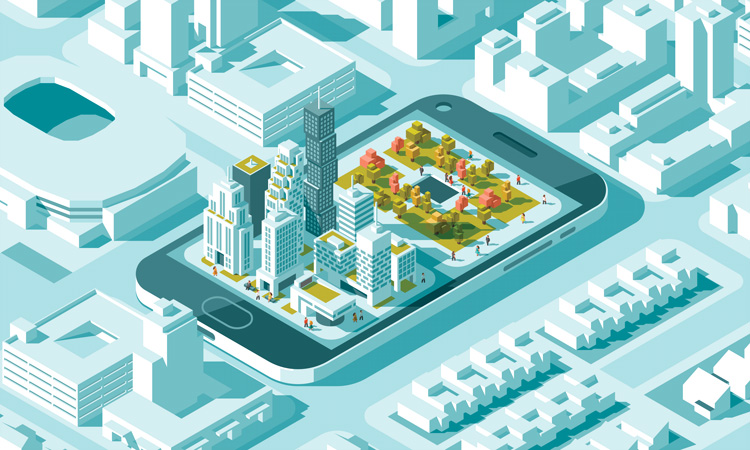 Smart urban mobility illustration