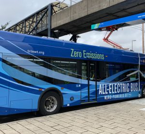 TriMet Portland's first all-electric, wind-powered bus
