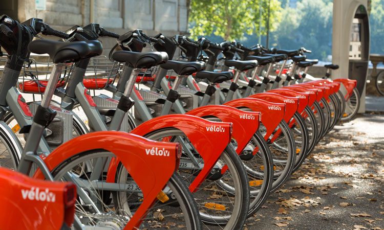 Velov bike rental system in Lyon France