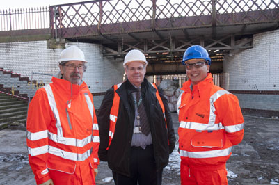 PIC (L-R): Transport for Greater Manchester Committee Chair, Councillor Andrew Fender, Leader of Rochdale Borough Council and Cabinet Member for Regeneration, Councillor Richard Farnell and Scheme Project Manager for Network Rail, Lawrence Cheung.