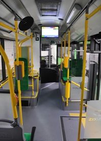 Interior view of the Solaris Alpino 8.6 low-floor midibus